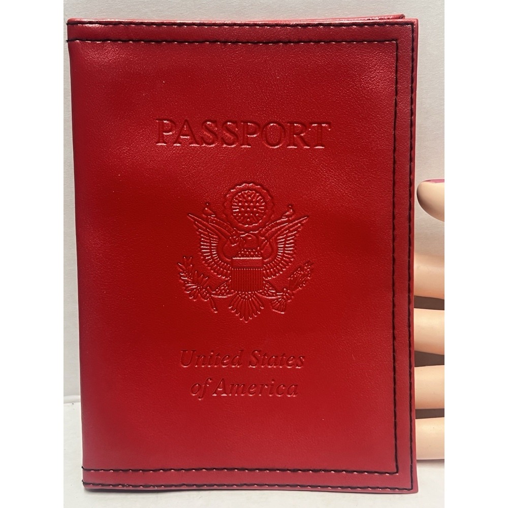 Red‎  Passport Holder Cover  United States of America Seal  non leather